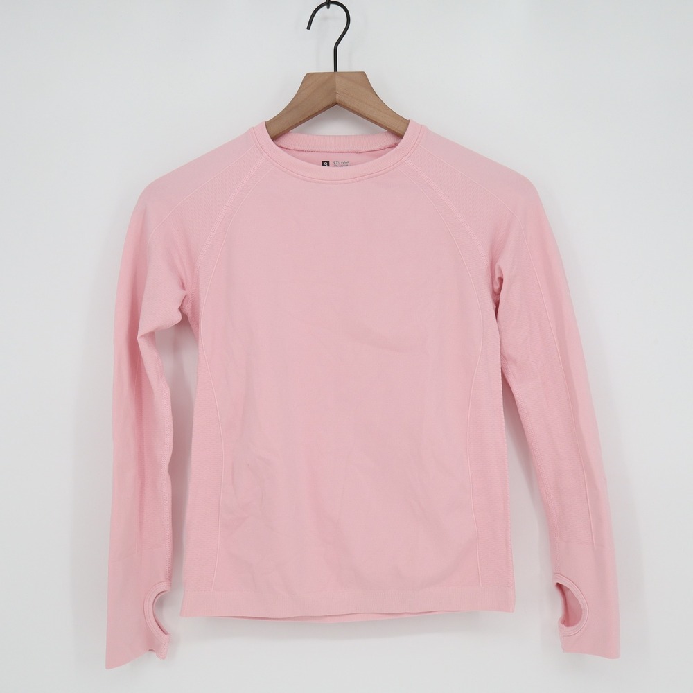 Unbranded Performance Top Womens S Pink Long Sleeve Thumbhole Seamless Excellent